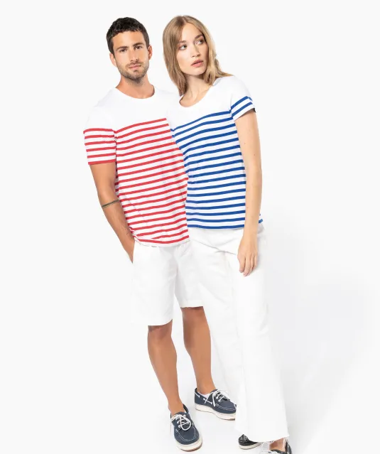 K3033 - Marine-t-shirt ronde hals Bio heren Navy / White Stripes