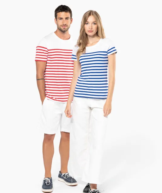 K3033 - Marine-t-shirt ronde hals Bio heren Navy / White Stripes
