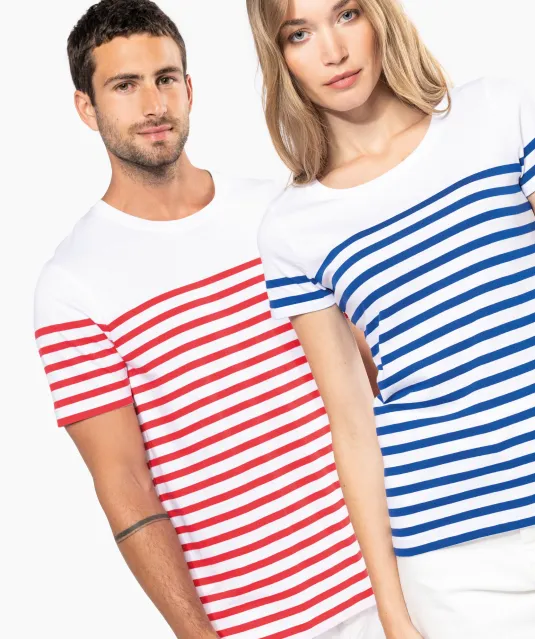 K3033 - Marine-t-shirt ronde hals Bio heren Navy / White Stripes