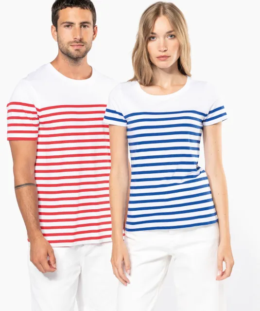 K3033 - Marine-t-shirt ronde hals Bio heren Navy / White Stripes