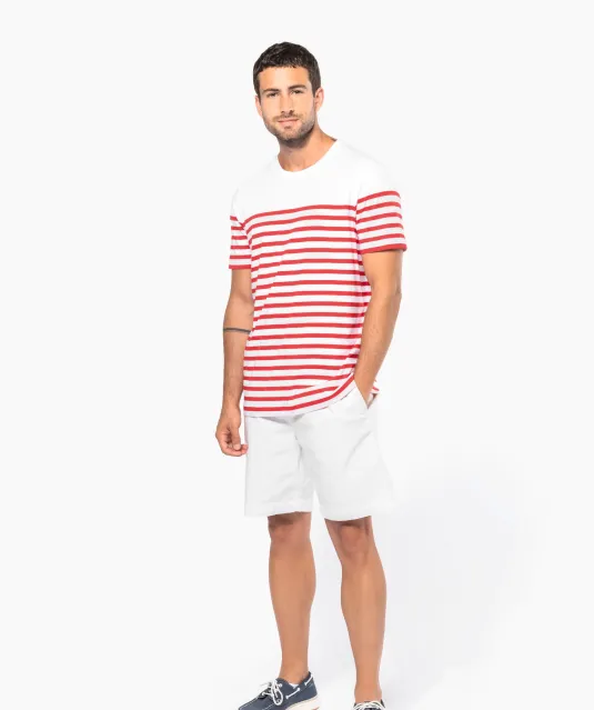K3033 - Marine-t-shirt ronde hals Bio heren Navy / White Stripes