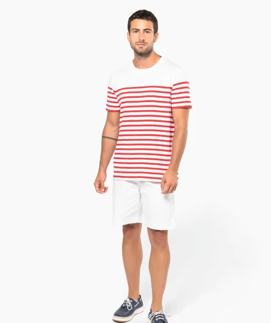 K3033 - Marine-t-shirt ronde hals Bio heren Navy / White Stripes