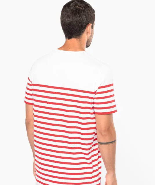K3033 - Marine-t-shirt ronde hals Bio heren Navy / White Stripes
