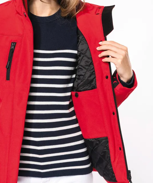K651 - Gewatteerde softshell damesparka met capuchon Black