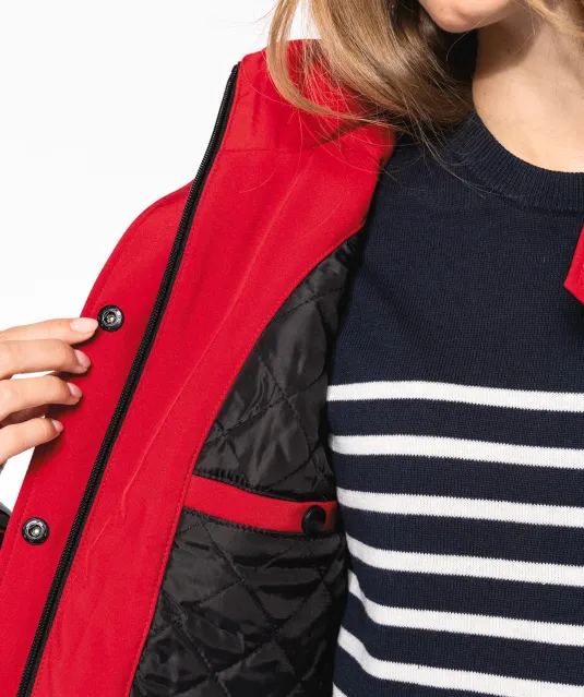 K651 - Gewatteerde softshell damesparka met capuchon Black