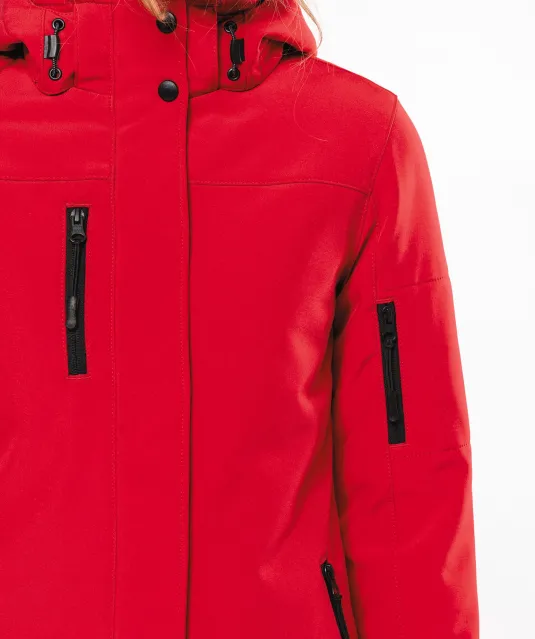 K651 - Gewatteerde softshell damesparka met capuchon Black