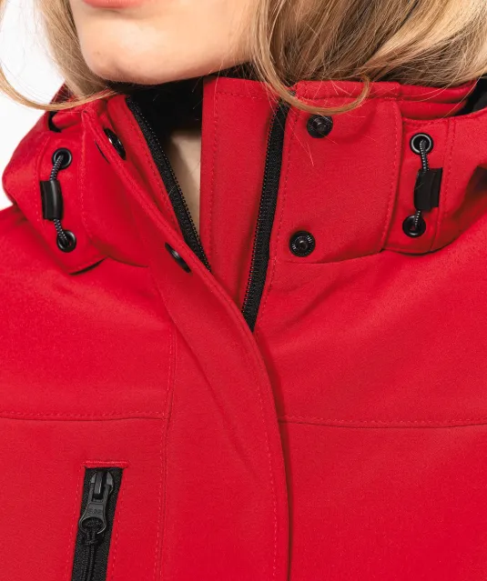 K651 - Gewatteerde softshell damesparka met capuchon Black