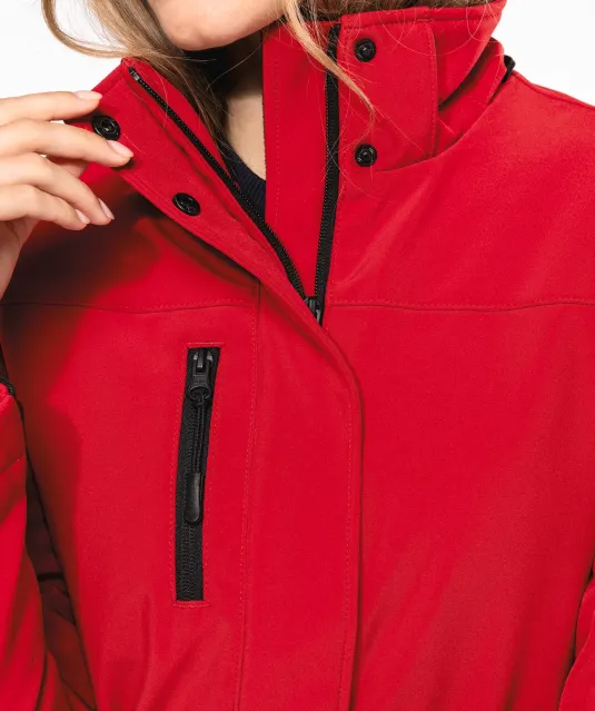 K651 - Gewatteerde softshell damesparka met capuchon Black