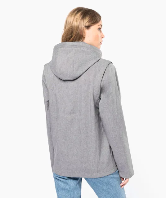 K422 - 3-laagse uniseks softshelljas met afneembare capuchon en mouwen Black