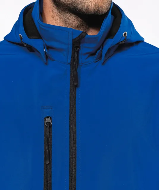 K422 - 3-laagse uniseks softshelljas met afneembare capuchon en mouwen Black