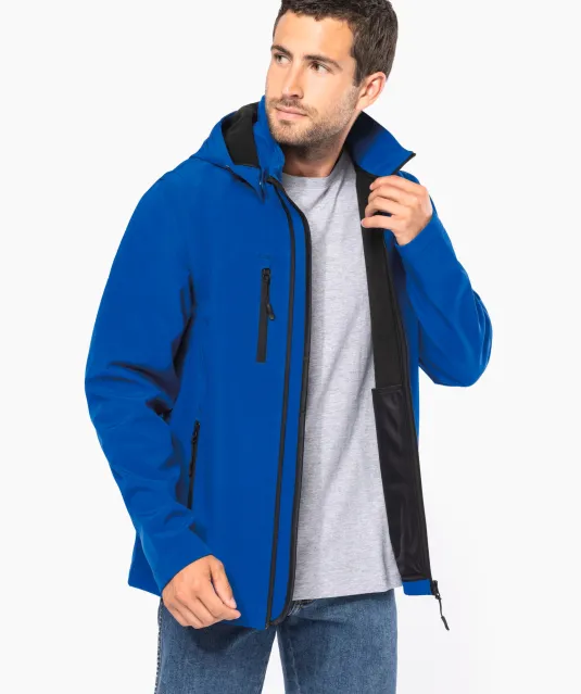 K422 - 3-laagse uniseks softshelljas met afneembare capuchon en mouwen Black