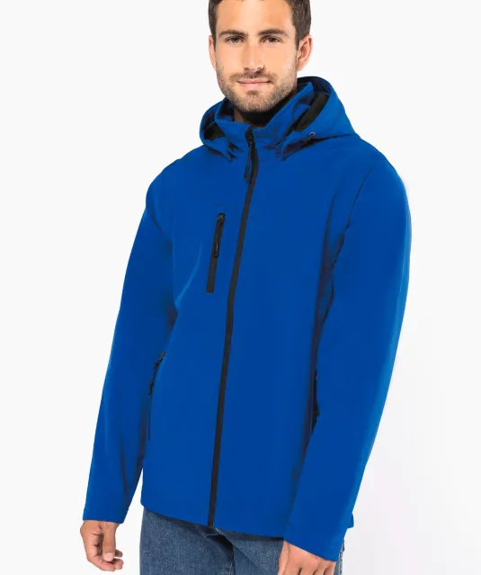 K422 - 3-laagse uniseks softshelljas met afneembare capuchon en mouwen Black