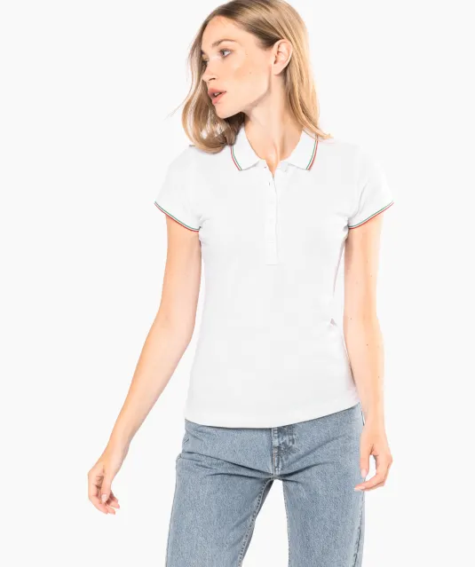 K251 - Damespolo korte mouwen Navy / Red / White