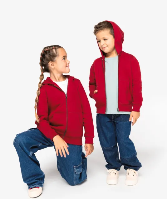 NS405 - Ecologische kindersweater met rits en capuchon Black