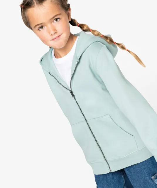 NS405 - Ecologische kindersweater met rits en capuchon Black