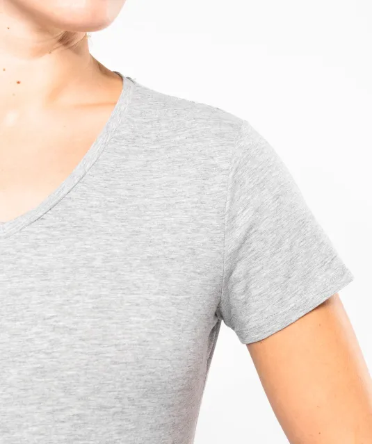 K3015 - Dames-t-shirt V-hals korte mouwen White