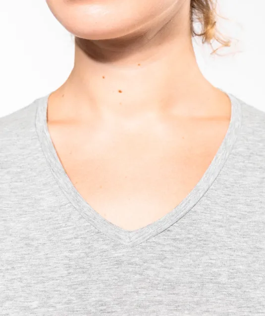 K3015 - Dames-t-shirt V-hals korte mouwen White