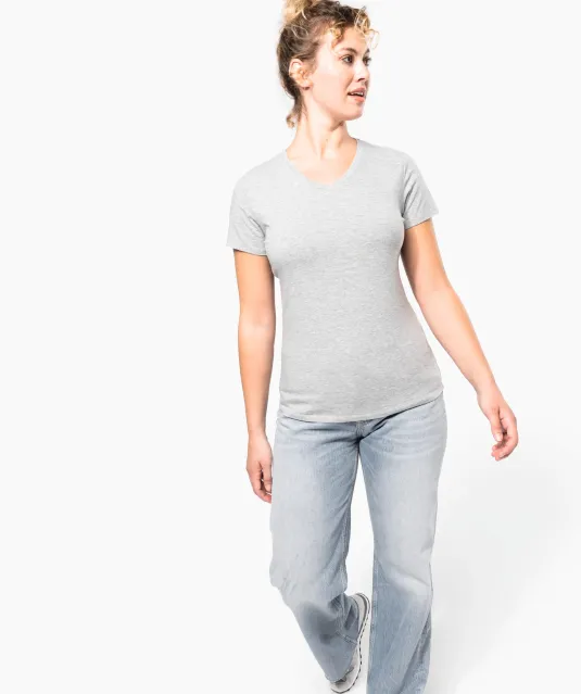 K3015 - Dames-t-shirt V-hals korte mouwen White