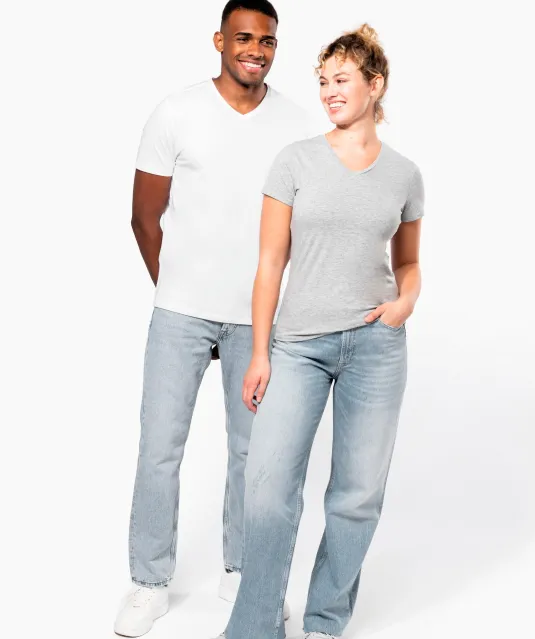 K3015 - Dames-t-shirt V-hals korte mouwen White