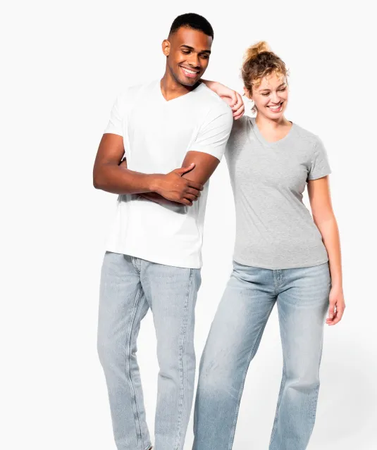 K3015 - Dames-t-shirt V-hals korte mouwen White