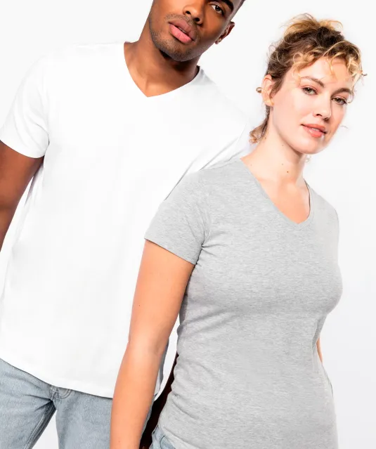 K3015 - Dames-t-shirt V-hals korte mouwen White