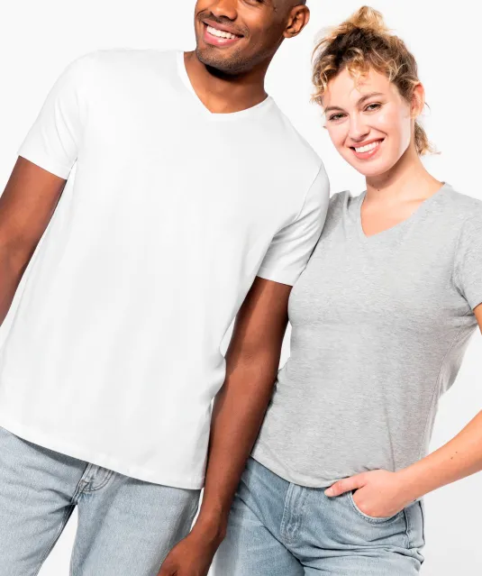 K3015 - Dames-t-shirt V-hals korte mouwen White