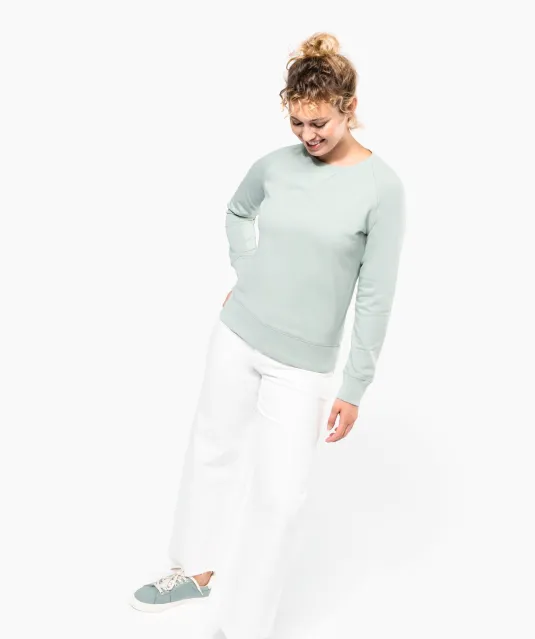 K481 - Damessweater BIO ronde hals raglanmouwen French Navy Heather