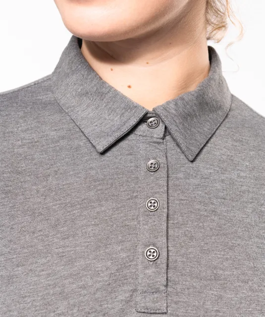 K265 - Damespolo lange mouwen van jersey Black