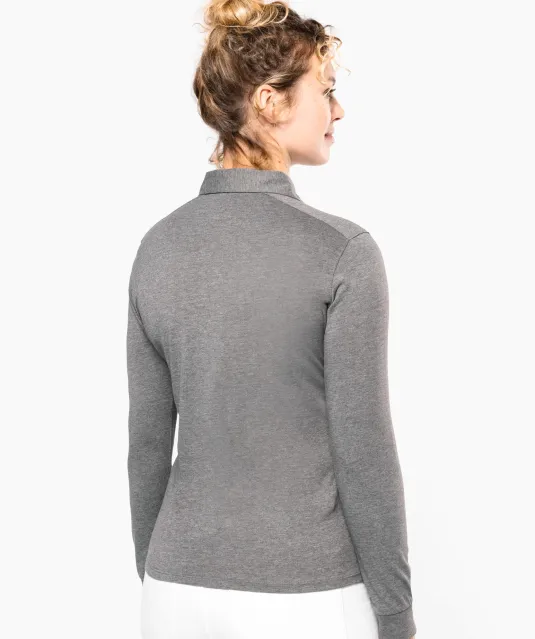 K265 - Damespolo lange mouwen van jersey Black