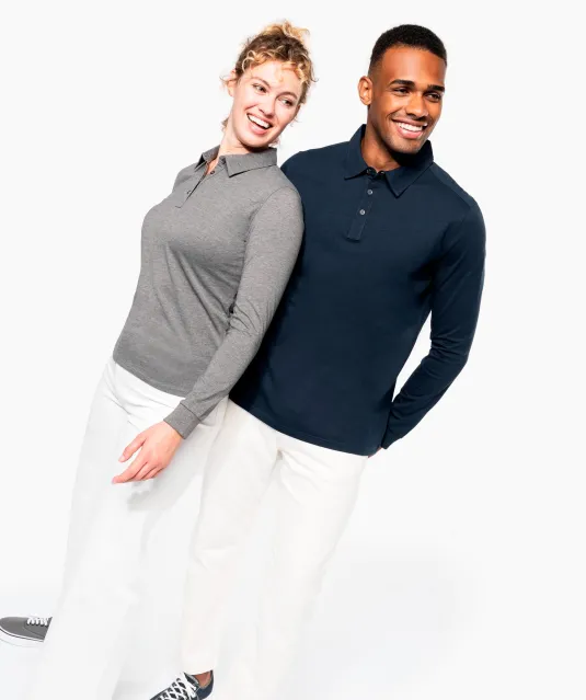 K265 - Damespolo lange mouwen van jersey Black