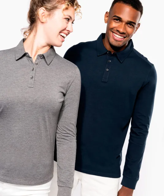 K265 - Damespolo lange mouwen van jersey Black