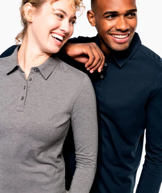 K265 - Damespolo lange mouwen van jersey Black