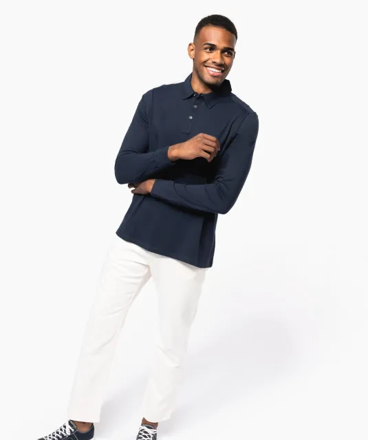 K264 - Herenpolo lange mouwen van jersey Black