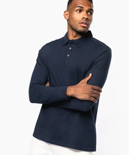 K264 - Herenpolo lange mouwen van jersey Black