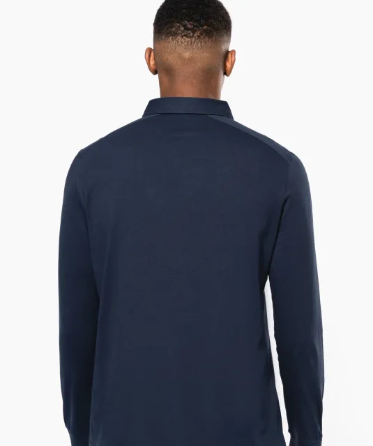 K264 - Herenpolo lange mouwen van jersey Black