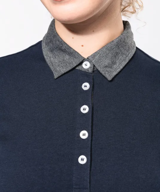 K261 - Tweekleurige damespolo jersey Black / Dark Grey Heather