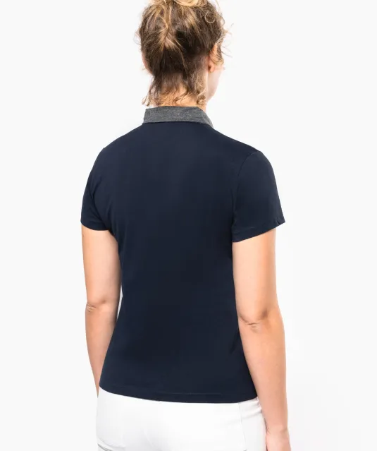 K261 - Tweekleurige damespolo jersey Black / Dark Grey Heather