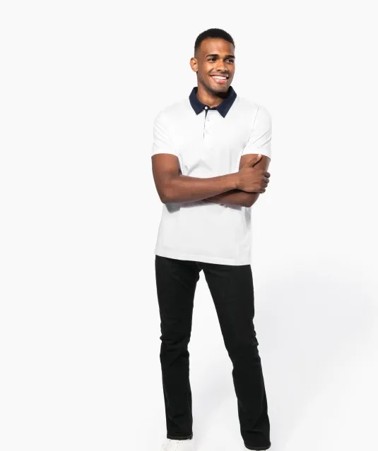 K260 - Tweekleurige herenpolo jersey Black / Dark Grey Heather