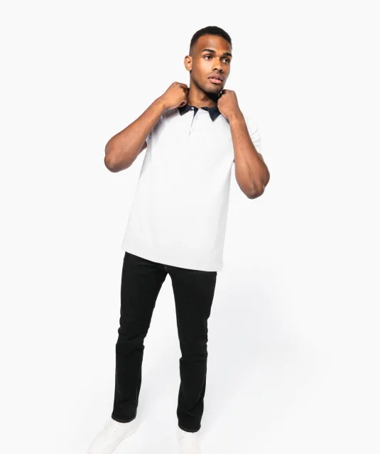K260 - Tweekleurige herenpolo jersey Black / Dark Grey Heather