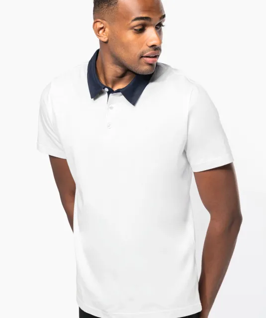 K260 - Tweekleurige herenpolo jersey Black / Dark Grey Heather