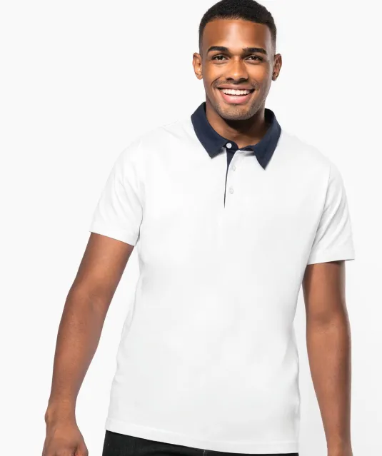 K260 - Tweekleurige herenpolo jersey Black / Dark Grey Heather