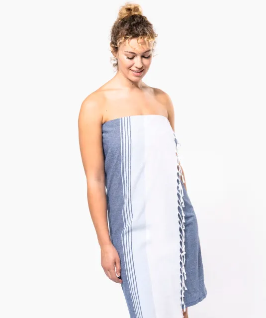 K134 - Gestreepte fouta Dark Grey / Light Grey Stripe