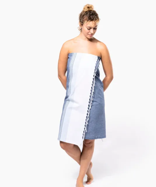 K134 - Gestreepte fouta Dark Grey / Light Grey Stripe