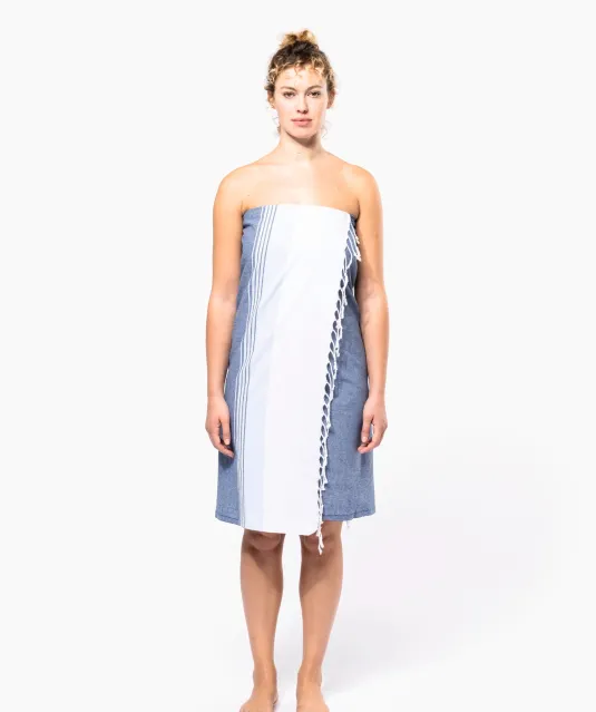 K134 - Gestreepte fouta Dark Grey / Light Grey Stripe