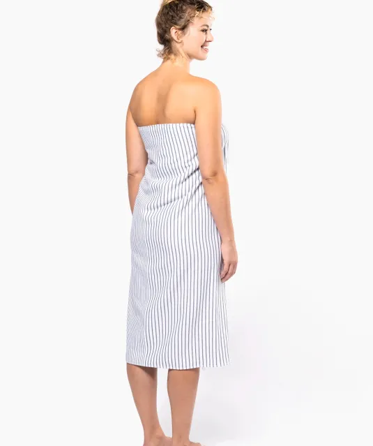 K132 - Gestreepte fouta met franjes White / Smoke Stripe