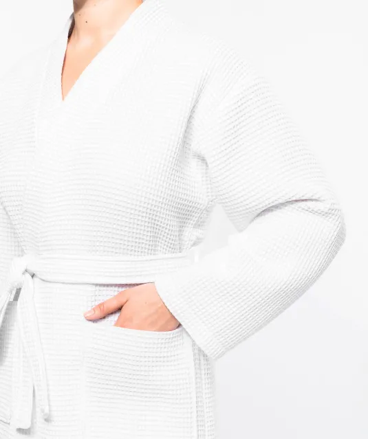 K122 - Kimono Badjas Honinggraatstructuur White
