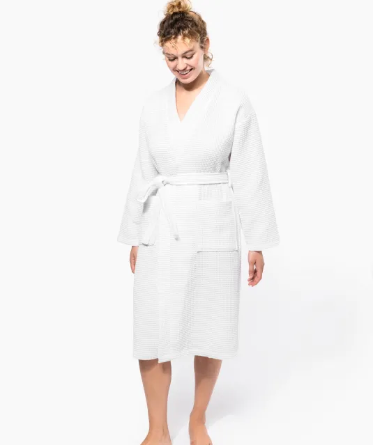 K122 - Kimono Badjas Honinggraatstructuur White