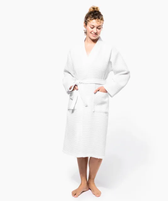 K122 - Kimono Badjas Honinggraatstructuur White