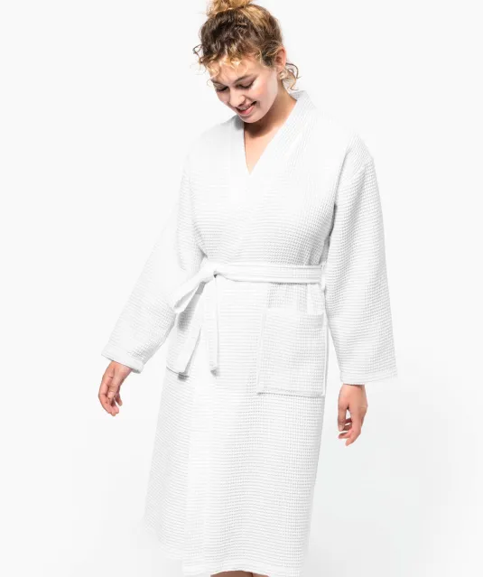 K122 - Kimono Badjas Honinggraatstructuur White