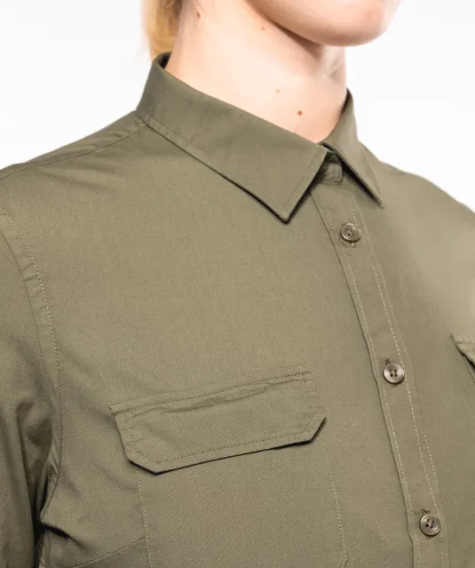 K591 - Damesoverhemd safari lange mouwen Beige